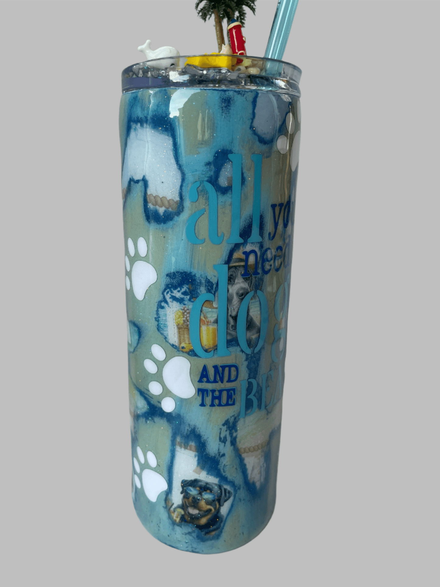 "All you need is a dog and the beach" Distressed Tumbler - Caprice Customz LLC