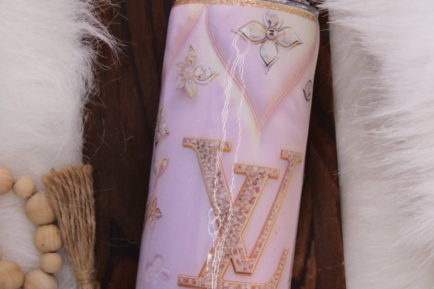 “LV” themed 20 ounce insulated Tumbler - Caprice Customz LLC