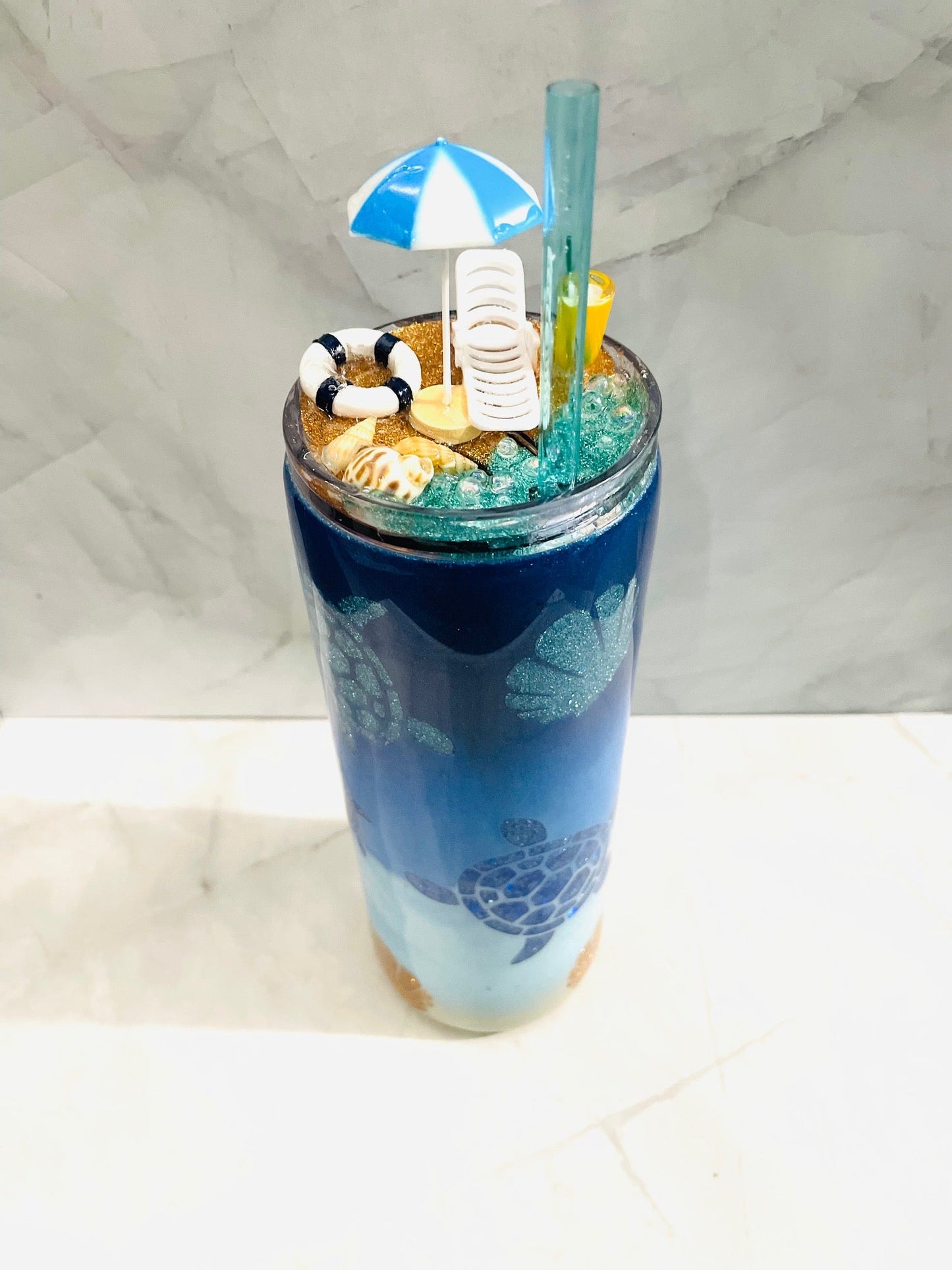 Sea turtle Beach themed Tumbler - Caprice Customz LLC