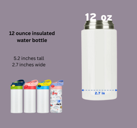 12 Ounce Custom Kids Stainless Steel Water Bottle - Caprice Customz LLC