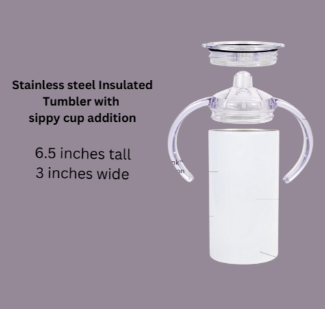 12 Ounce "Grow with Me" Custom Stainless Steel Tumbler with sippy and regular lid included - Caprice Customz LLC