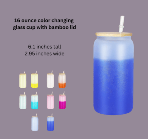 16 ounce Color Changing Glass Cups - Caprice Customz LLC