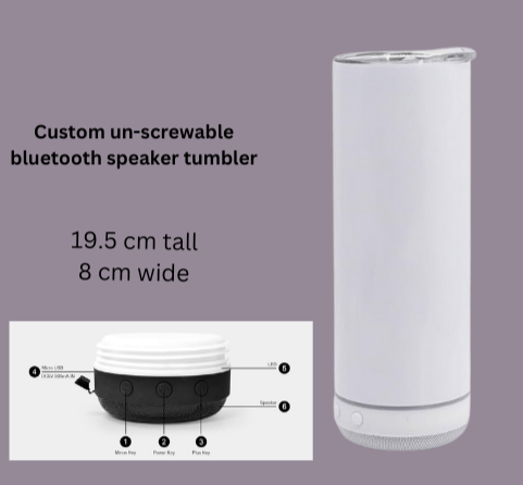20 Ounce Bluetooth Speaker Stainless Steel Custom Tumbler - Caprice Customz LLC