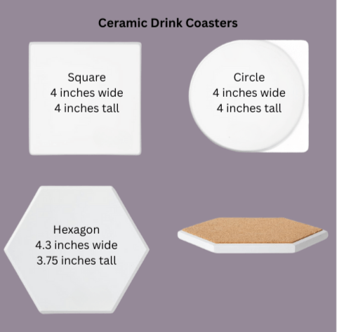 4 - pack Ceramic Custom Drink Coasters - Caprice Customz LLC