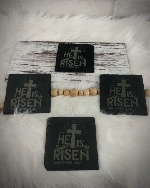 4 - pack Engraved Slate Coasters - Caprice Customz LLC