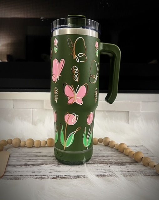 40 ounce Bluetooth speaker tumbler w/handle - Caprice Customz LLC