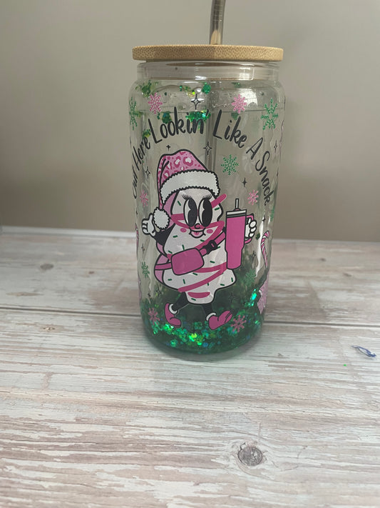 Looking like a snack glass Snowglobe Tumbler