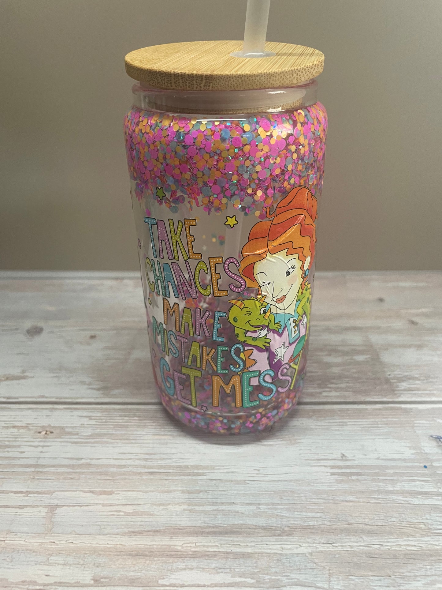 Ms Frizzle Glass Snowglobe Cup