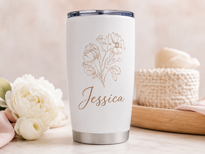Personalized Birth Flower Tumbler
