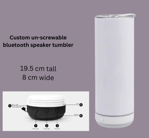 20 Ounce Bluetooth Speaker Stainless Steel Custom Tumbler