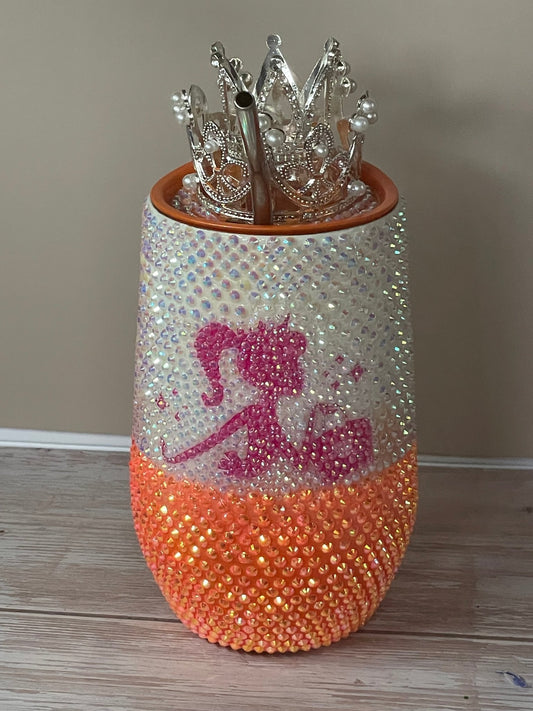 Barbie rhinestone wine tumbler - Caprice Customz LLC