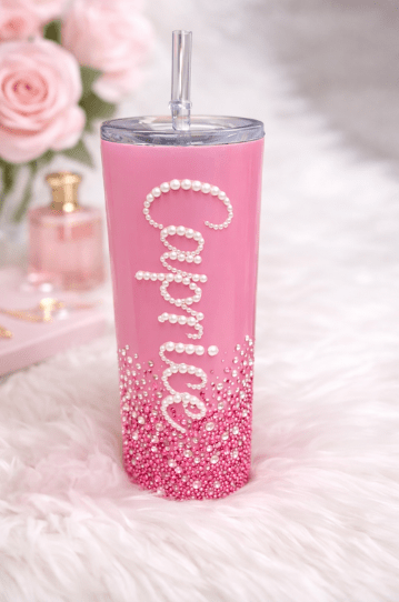 Custom Blinged Tumbler | Rhinestone Wine Tumbler, 20oz Tumbler, 40oz Handle Tumbler - Caprice Customz LLC