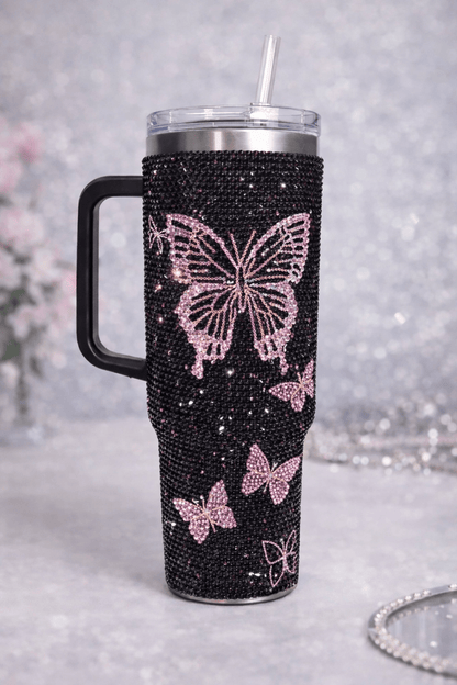 Custom Blinged Tumbler | Rhinestone Wine Tumbler, 20oz Tumbler, 40oz Handle Tumbler - Caprice Customz LLC