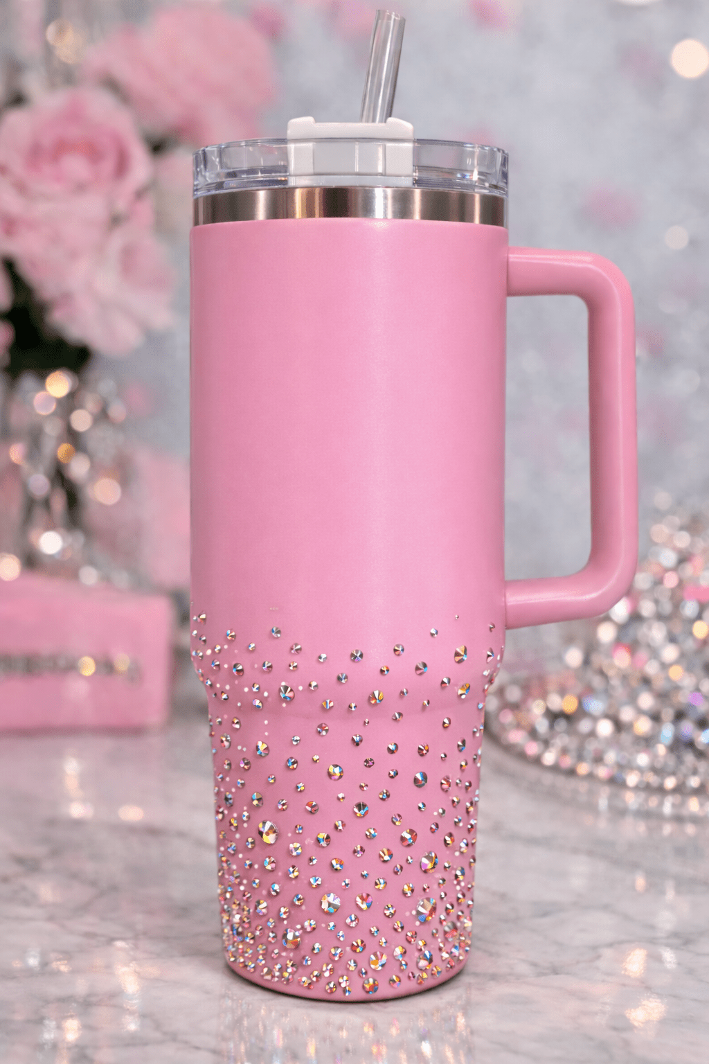 Custom Blinged Tumbler | Rhinestone Wine Tumbler, 20oz Tumbler, 40oz Handle Tumbler - Caprice Customz LLC