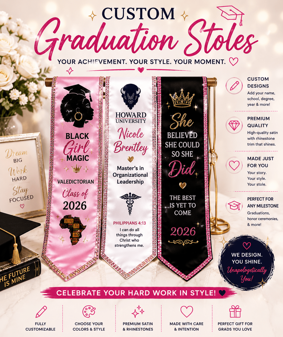 Graduation Stoles - Caprice Customz LLC