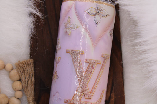 “LV” themed 20 ounce insulated Tumbler - Caprice Customz LLC
