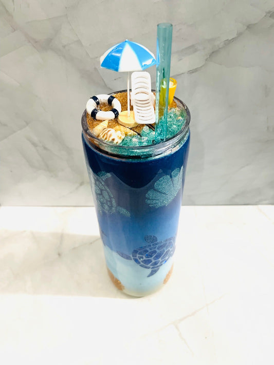 Sea turtle Beach themed Tumbler - Caprice Customz LLC